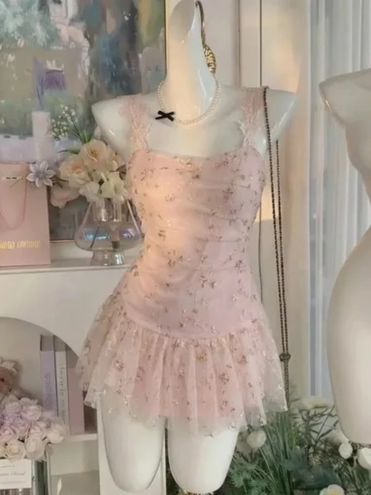 

Summer Sweet Floral Lace vintage Tops Women High Waist Fluffy Slim Design Skirt 2 Pieces Set Sweet Daily Streetwear Outfits 2026