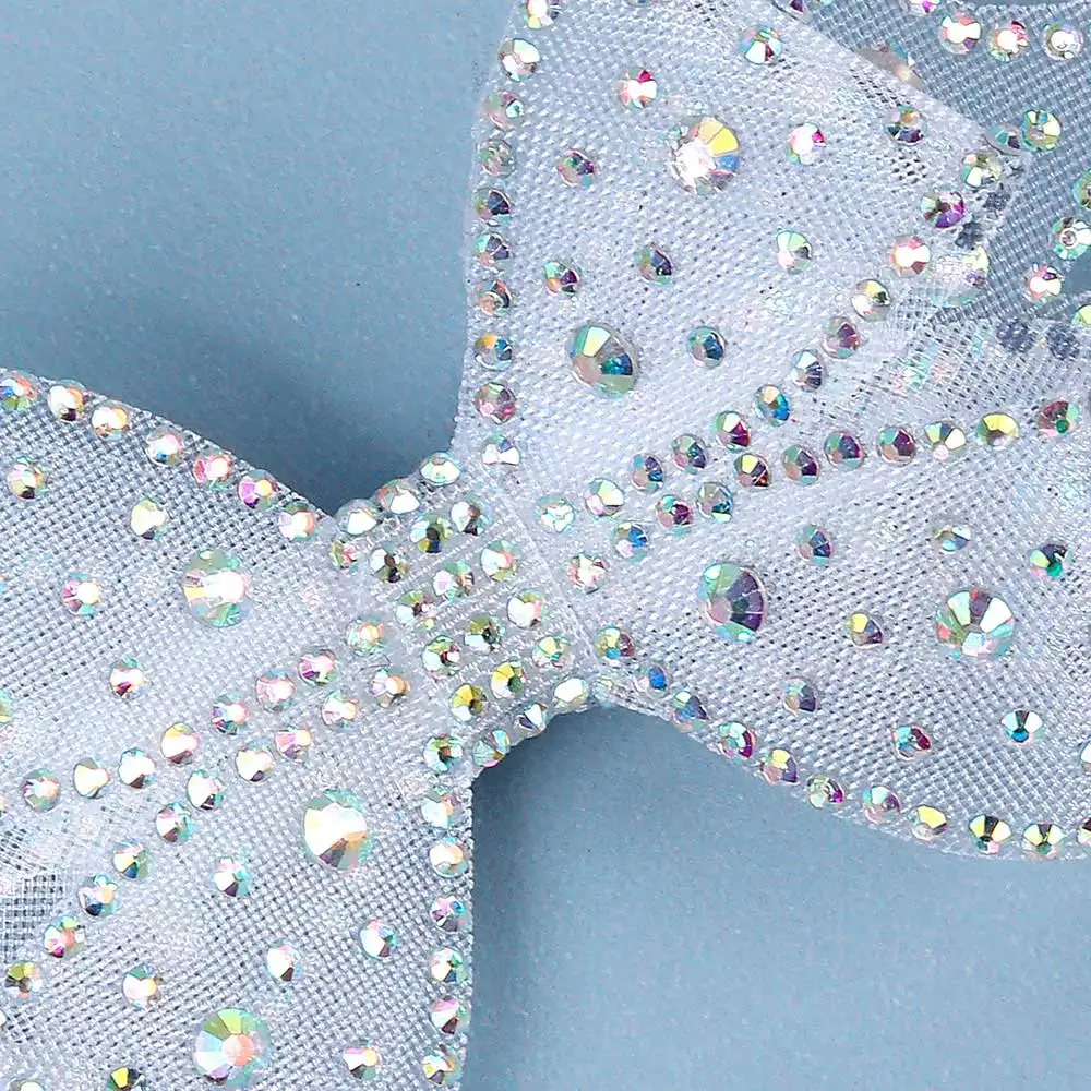 Fashion Bling Rhinestone Bowknot Hair Clips For Girls Double Layer Lace Hair Bow Clips Boutique Princess Barrettes Headwear