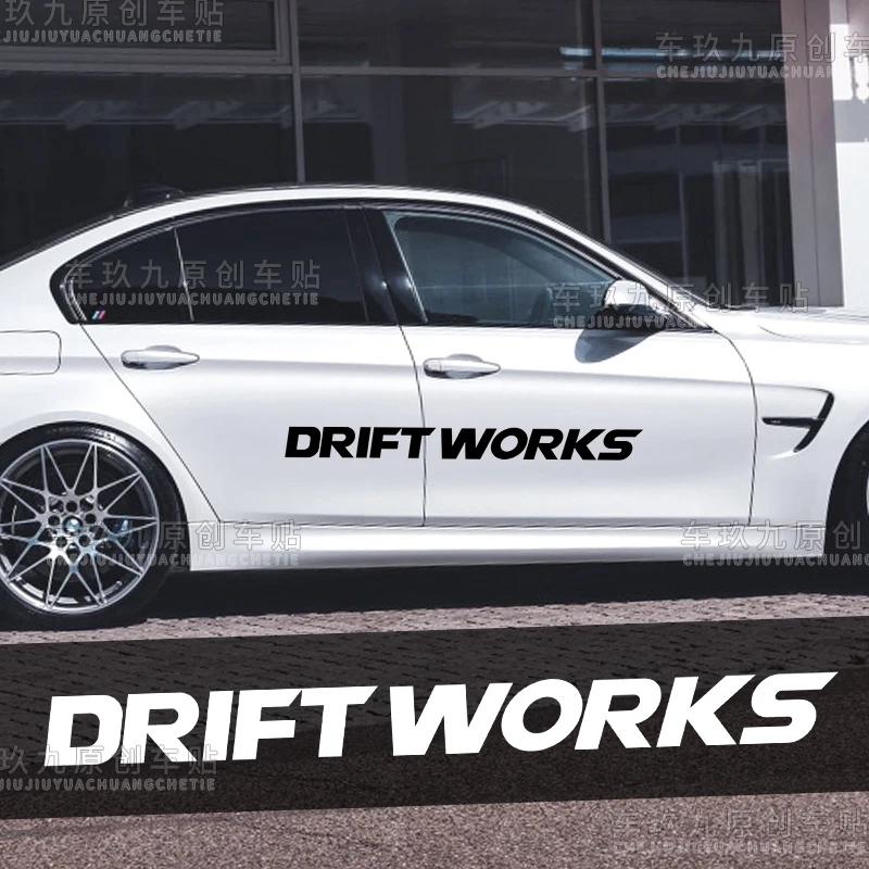

1PCS DRIFT WORKS Car Stickers Door Decoration Waterproof Decals Vinyl Car Accessories Racing Sport Cool Stripes Car Decor