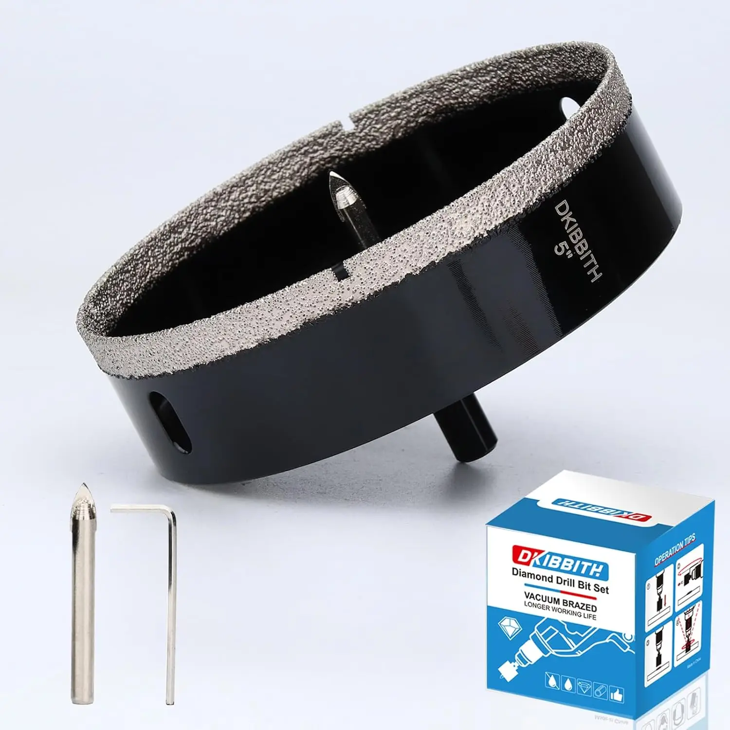 

Алмазные корончатые сверла 5 дюймов с направляющим сверлом для точного сверления керамогранита, керамики, гранита, стекла