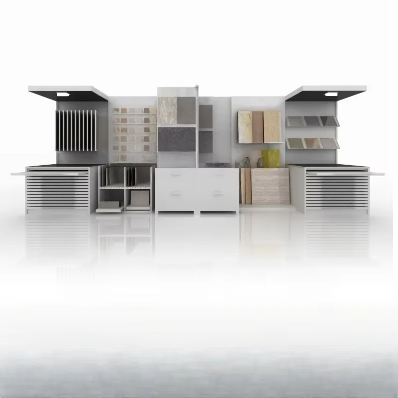 Modern Designer Tile Wood Sample Display Rack Drawer Multifunctional Technical Walls Showroom Exhibition Cabinets