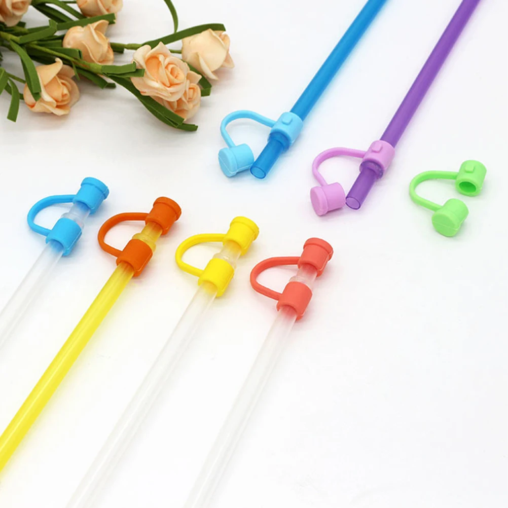 

50pcs Straw Cap Covers Reusable Silicone Tips Protector for Drinking Straws Cute Topper Ends Kitchen Bar Supplies