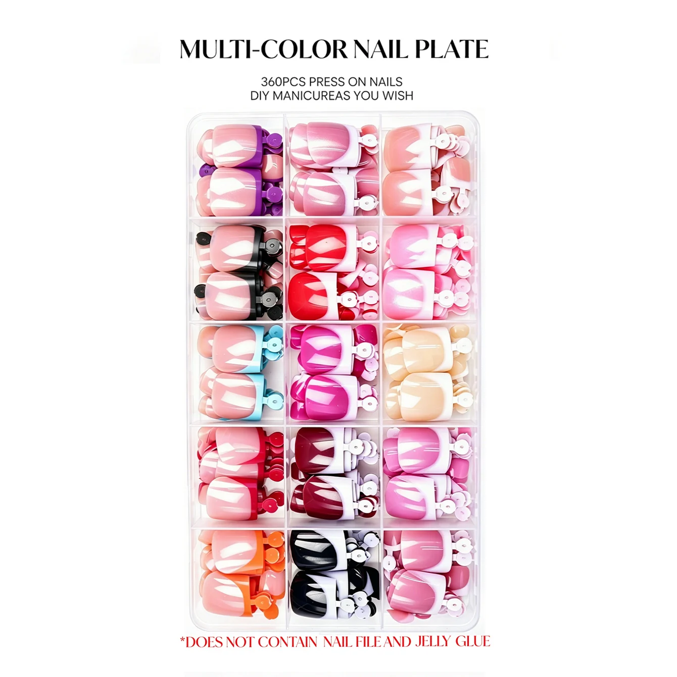 360Pcs Short Square Press On Toenails French Gradient False Toe Nails Full Cover Glossy Acrylic Fake view 3