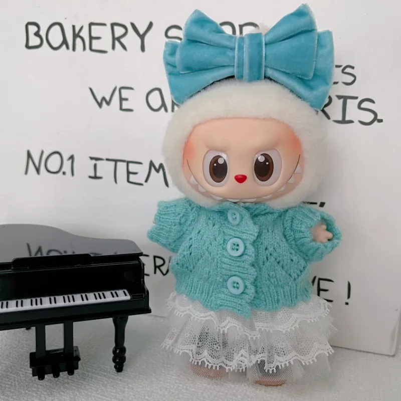 Labubu 1st 2nd 3rd Gen Cute Knitted Cardigans Colorful Buttoned Sweaters For 15/17cm Dolls