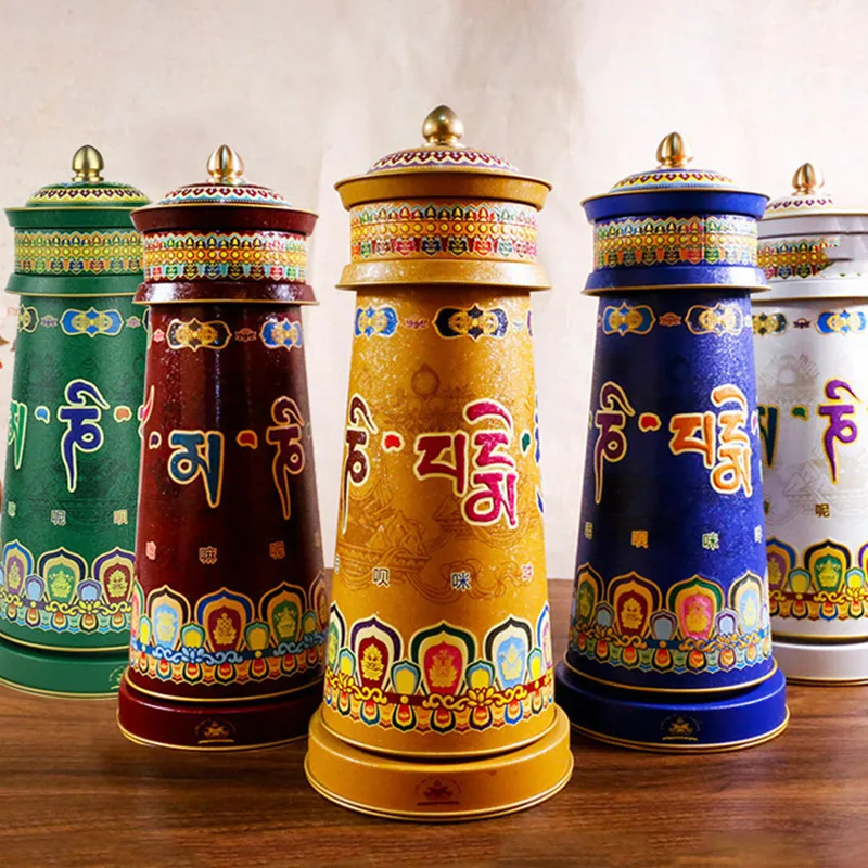 Tibetan Buddhist Supplies Tang Duokuluo Five-element Prayer Wheel Electric Yellow God Wealth Green Tara Prayer Wheel Feng Shui