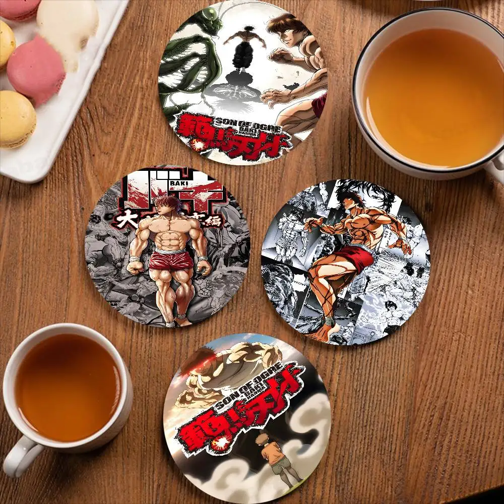 

Anime Baki Hanma Natural Wood Coaster Creative Cartoon Absorbent Cushion Coffee Mug Bowl Cushion Insulation Cushion