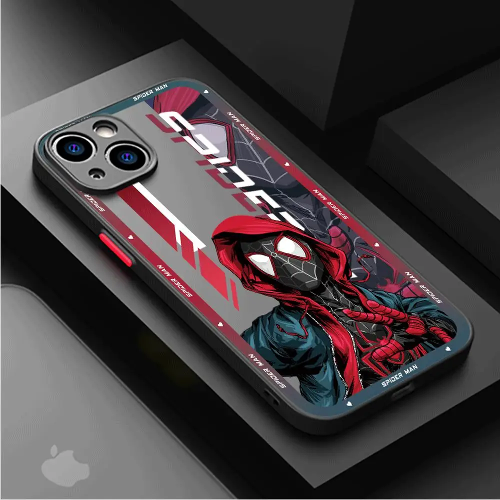 Custodia per telefono Marvel Spider Man per Apple iPhone 15 Pro Max 14 Plus XR X 13 Mini XS Max 7 8 Plus 12 11 Pro Cover opaca