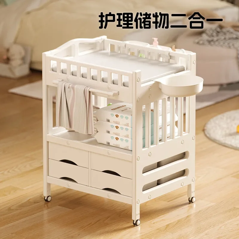 Baby Diaper Table Baby Touch Nursing Table Diaper Change Movable Newborn Bath Crib Multifunctional