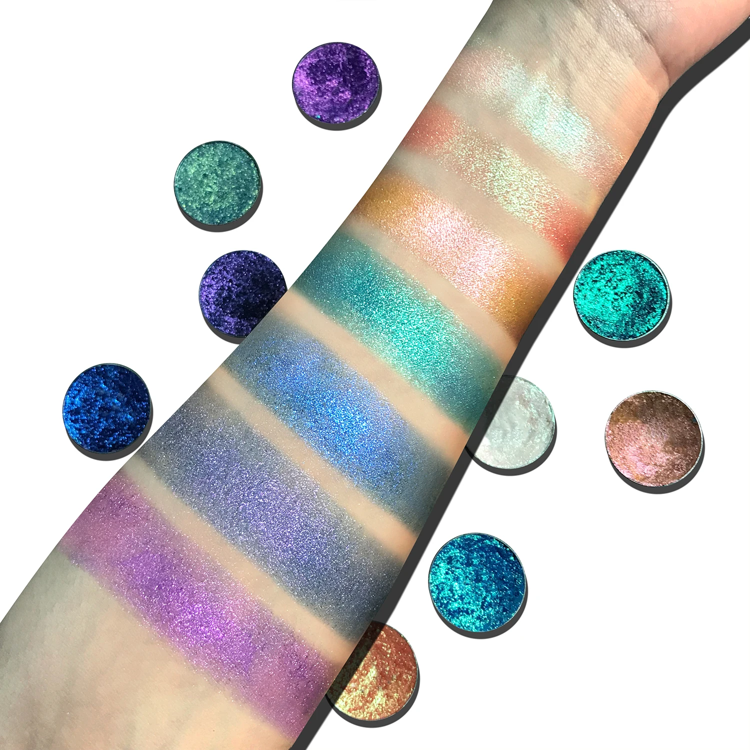 White Shimmer Eyeshadow Palette Chameleon Holographic, Multichrome Bright Eye Shadow,Duochrome Iridescent Metallic Eye Makeup