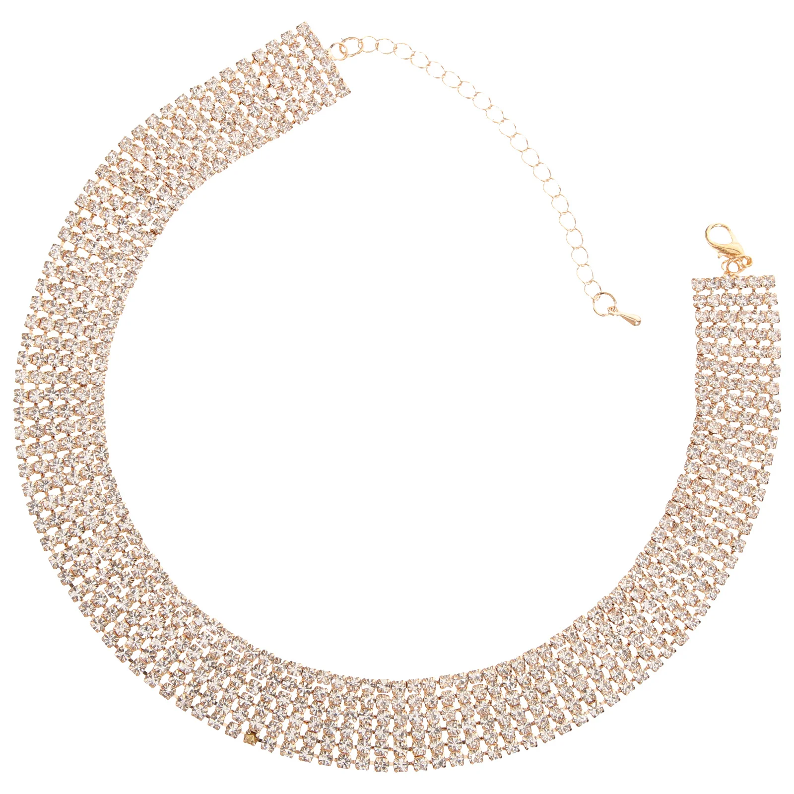 

Womens Gold Rhinestone Choker Collar Chain Bridal Banquet Multi-layer (Golden)