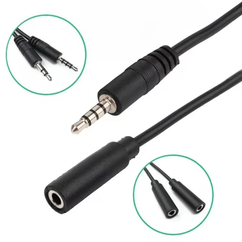 1pcs 2.5/3.5MM 2 3 Pin 4 Core Male Female Audio Extension Cable Aux Connector Head Line Mono Stereo 3 4 Wires DIY Audio