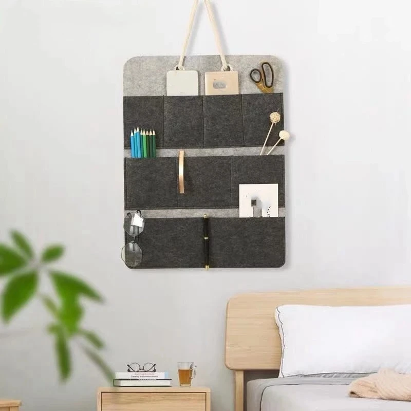 Felt Storage Hanging Bag Phone Magazines Tablets Remotes Wall Hanging Organizer Living Hanging Sundry Storage Bag