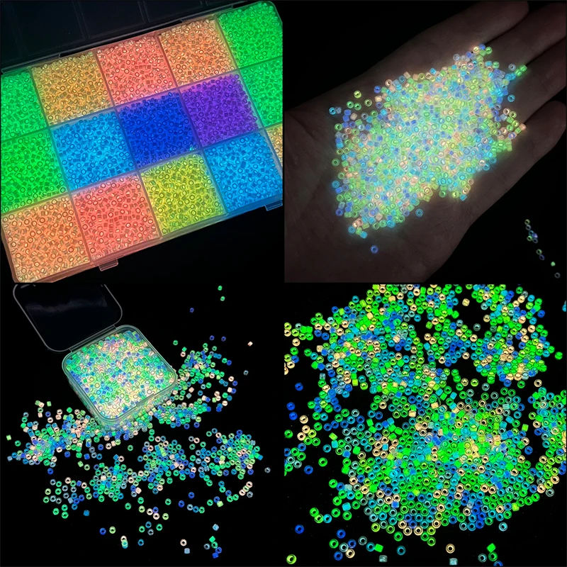 New 10g 700pcs 2.5mm Glass Seed Beads Luminous Glow In The Dark 1mm Hole For Jewelry Making DIY Bracelet Necklace Craft Beads