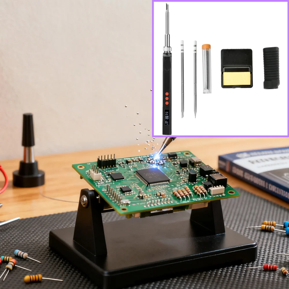 T12 OLED Soldering Iron Kit PD/QC Fast Charging Type-C/DC5521 Interface Smart Digital Display 180-450C Temperature Adjustable