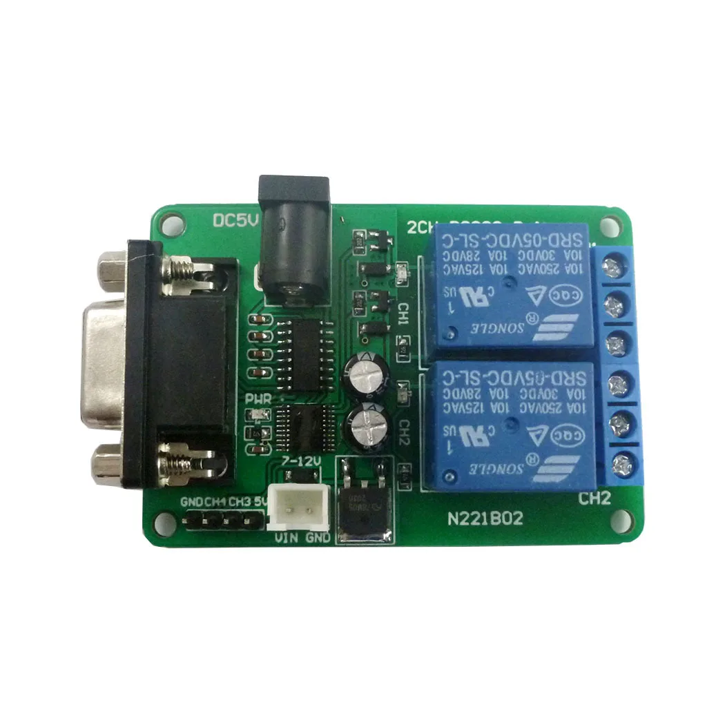 

DC 5V-12V 2 Channel RS232 Relay Module Remote Control Relay USB PC UART COM Serial Ports Control Relay Board with LED Indicator