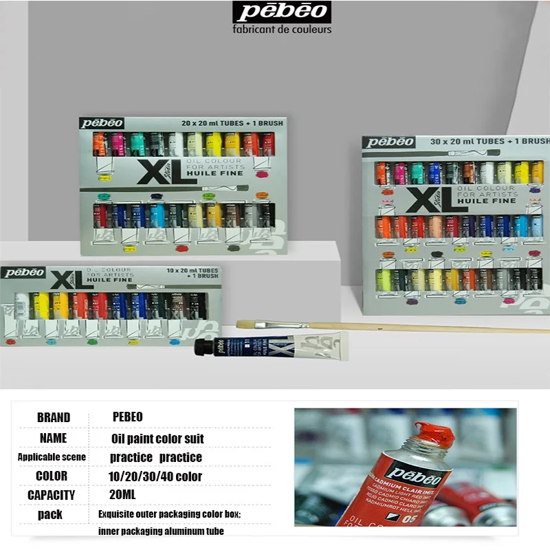 Pebeo XL 40/30/20/10 Colors 20ML/tube Oil Paint Set for Artist Beginners Drawing Color Brush Pigments Art Supplies Faster Dry