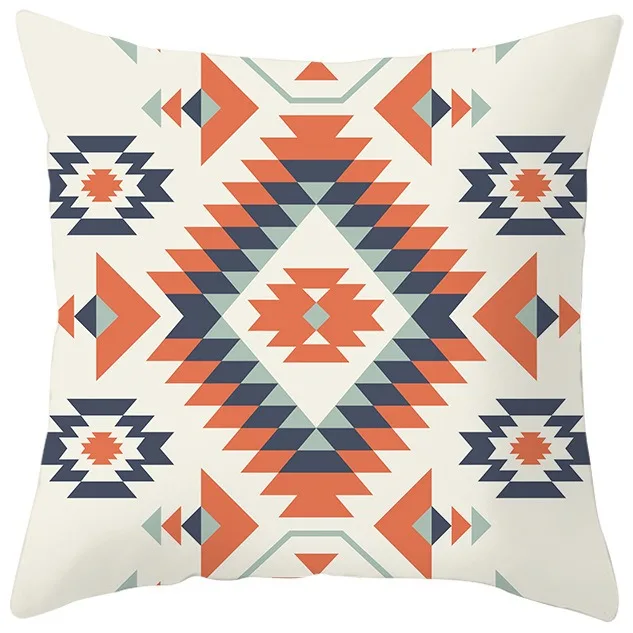 Ethnic Tribal Aztec Geometric Cushion Cover Peach Skin Pillowcase Sofa Living Room Home Decor Decorative Throw Pillow Case 1pc
