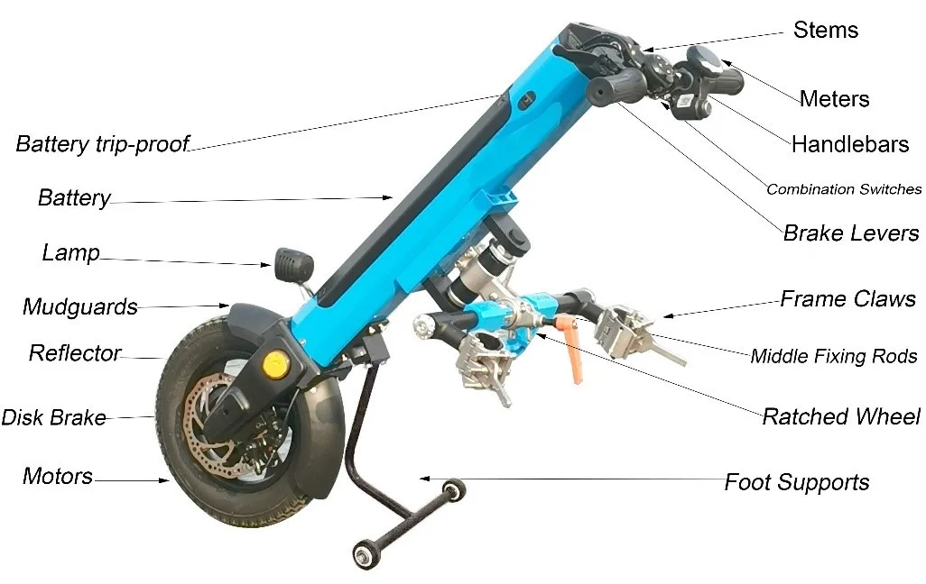 Coofull Easy Installation Wheelchair Hand Bike Attachment 36v 12inch Electric Kit for Electric Handcycle Wheelchair Attachment view 6