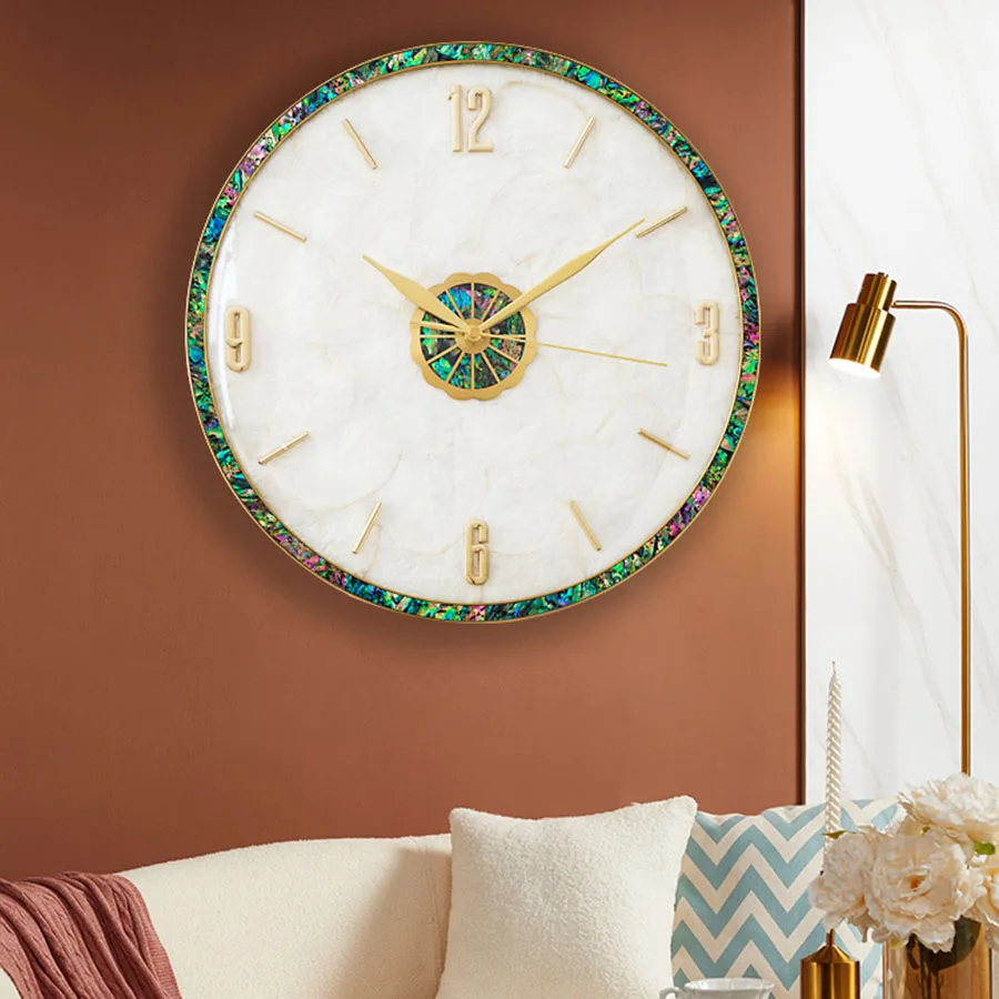 Gift Living Room Wall Clock Decoration Hand Number Home Wall Clock Pieces Classic Gold Round White Bedroom Horloge Home Decor