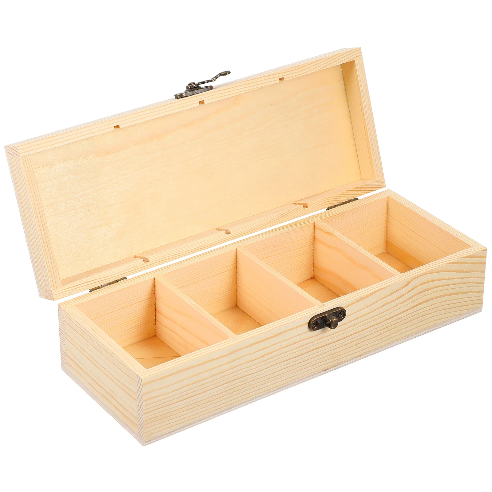 1Pcs Wood Jewelry Storage Box Four Compartments Organizer Holder for Rings Earrings Gift Case Jewelry Storage Box