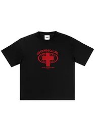 Men T-Shirts Satan Club Graphic Tops Y2k Cotton Streetwear Summer Fashion Oversized Short Sleeve Tees Vintage Printed Clothing