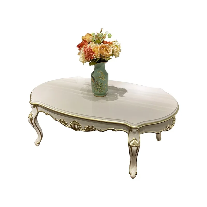Coffee Table Solid Wood Retro Light Luxury for Living Room for Small Apartment Sturdy Construction, Living Room Center Table