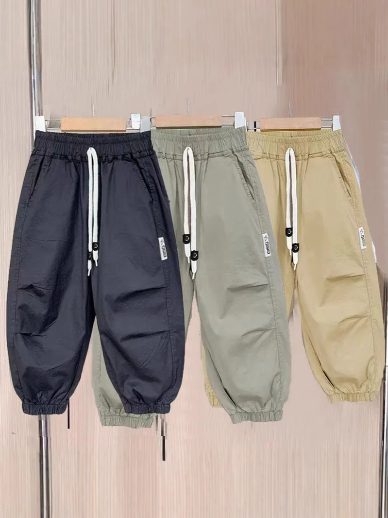 New Summer Chidrens Pants Lightweight Quick-dry Anti-mosquito Jogger Pants for Boys Loose Wide Leg Boys Pants with Pockets