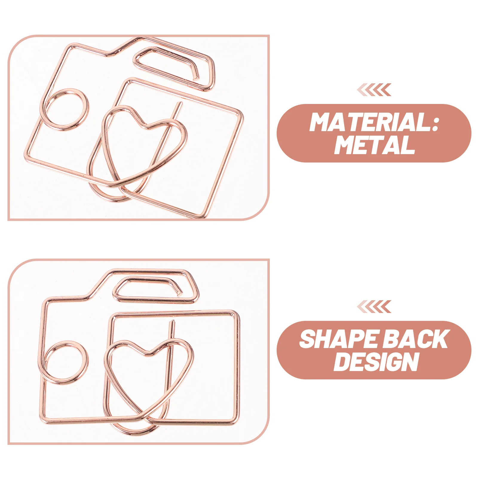 20 Pcs Unique Metal Mini Paper Clip Office Clips Holder Iron Wire Electroplating Alloy Small Ornaments Multi-use