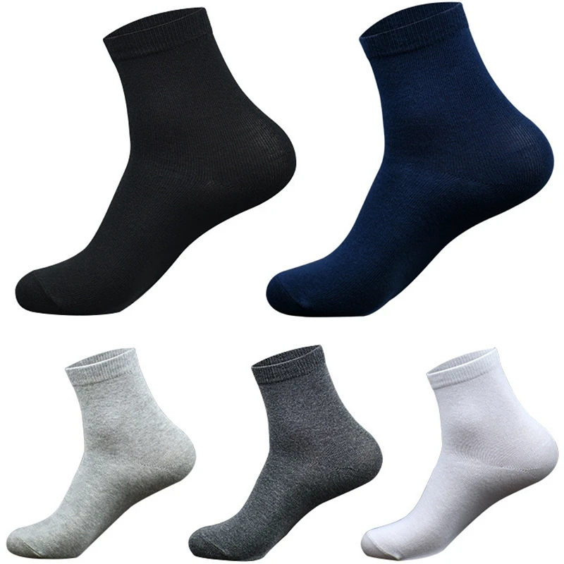 Calcetines de algodón 100 cortos para hombre, medias cálidas de Color gris, negro y blanco, venta al por mayor, 1 lote de 5 pares