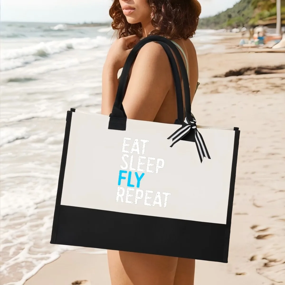 

EAT SP FLY REPEAT 2026 Новое поступление, модная практичная просторная многоразовая большая сумка с узором и принтом, 2-цветная сверхпрочная большая сумка на плечо