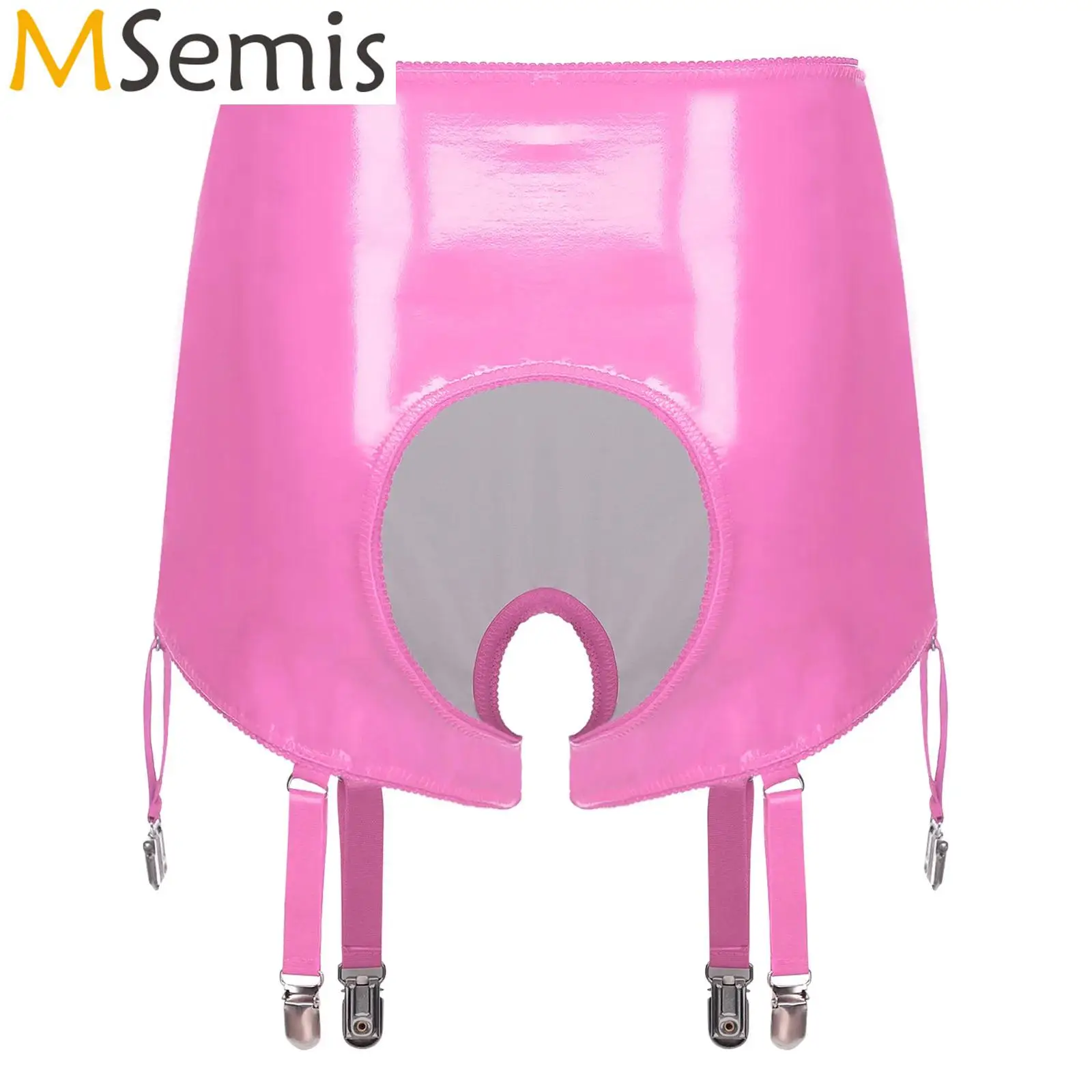 

Сексуальные женские трусики с открытой промежностью, трусики с шестью зажимами для подвязок, кружевные шорты из искусственной кожи для взрослых с высокой талией, одежда для ночного клуба