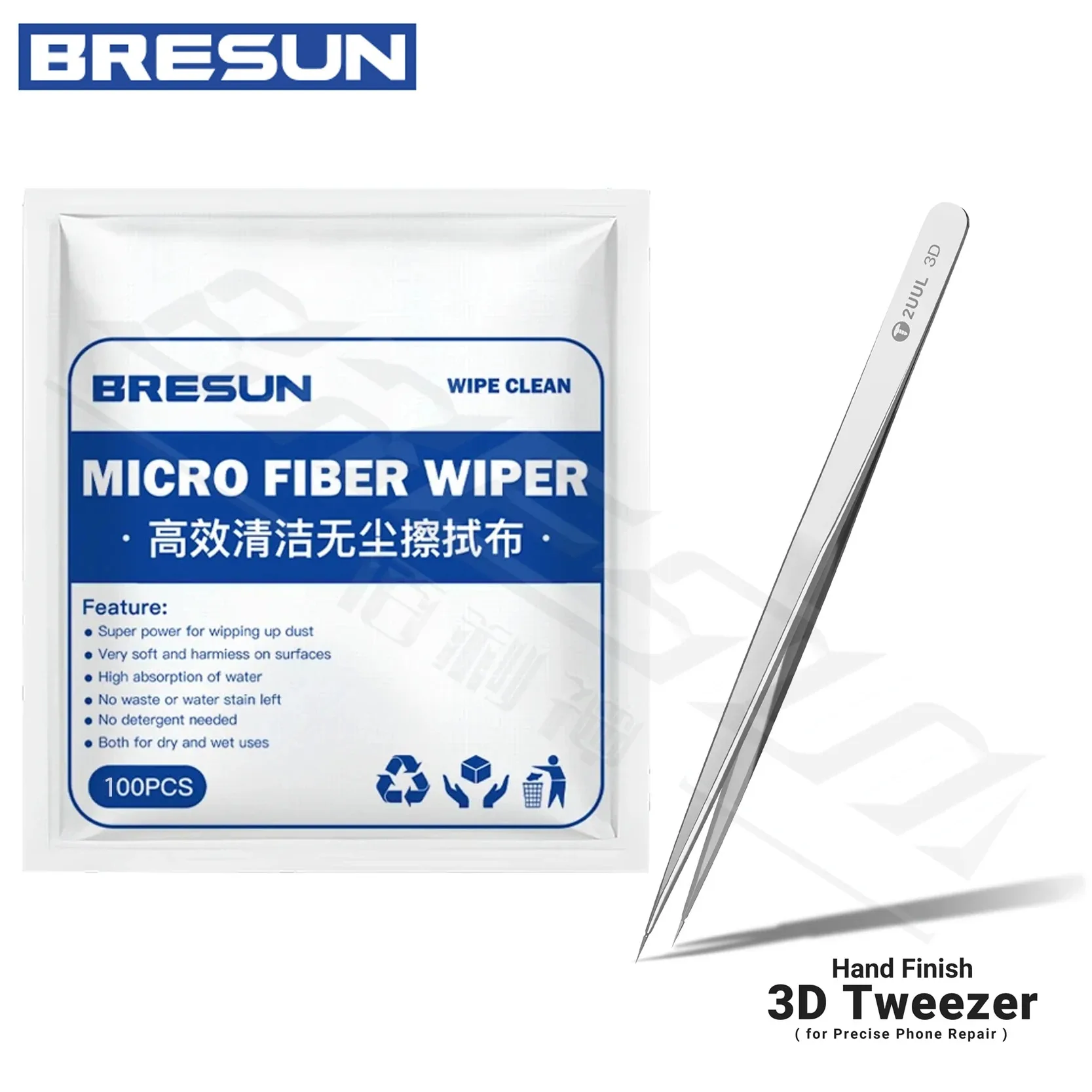 Bresun Antistatisches fusselfreies Reinigungstuch-Set für Telefon, Tablet, LCD-Linse, Glasrückabdeckung, Staubentfernungs-Reparaturwerkzeug-Set – Detail 5