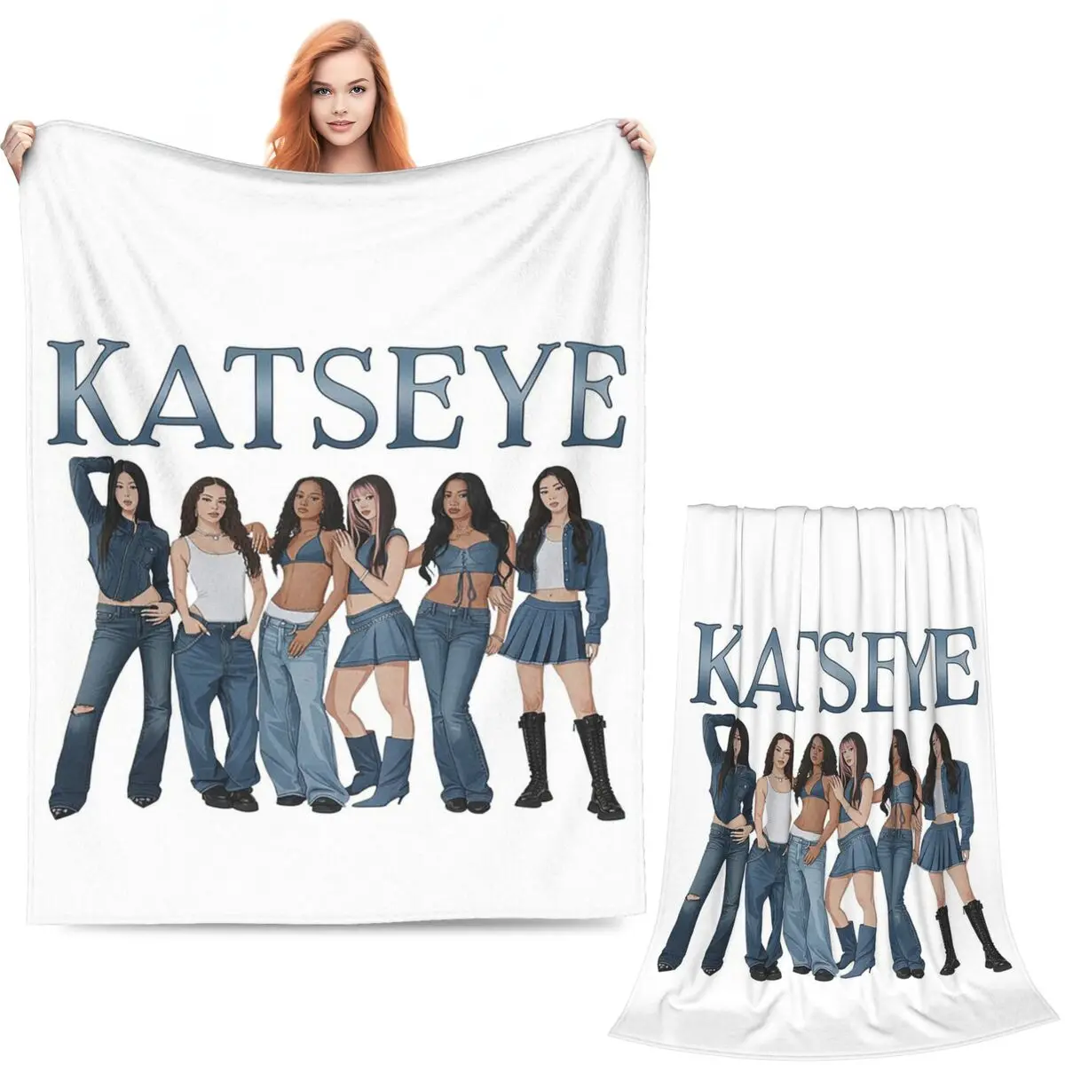 Katseye Music Kpop Chaos Tour Blanket Soft Warm Flannel Throw Blanket Bedspread for Bed Living room Picnic Travel Home Sofa