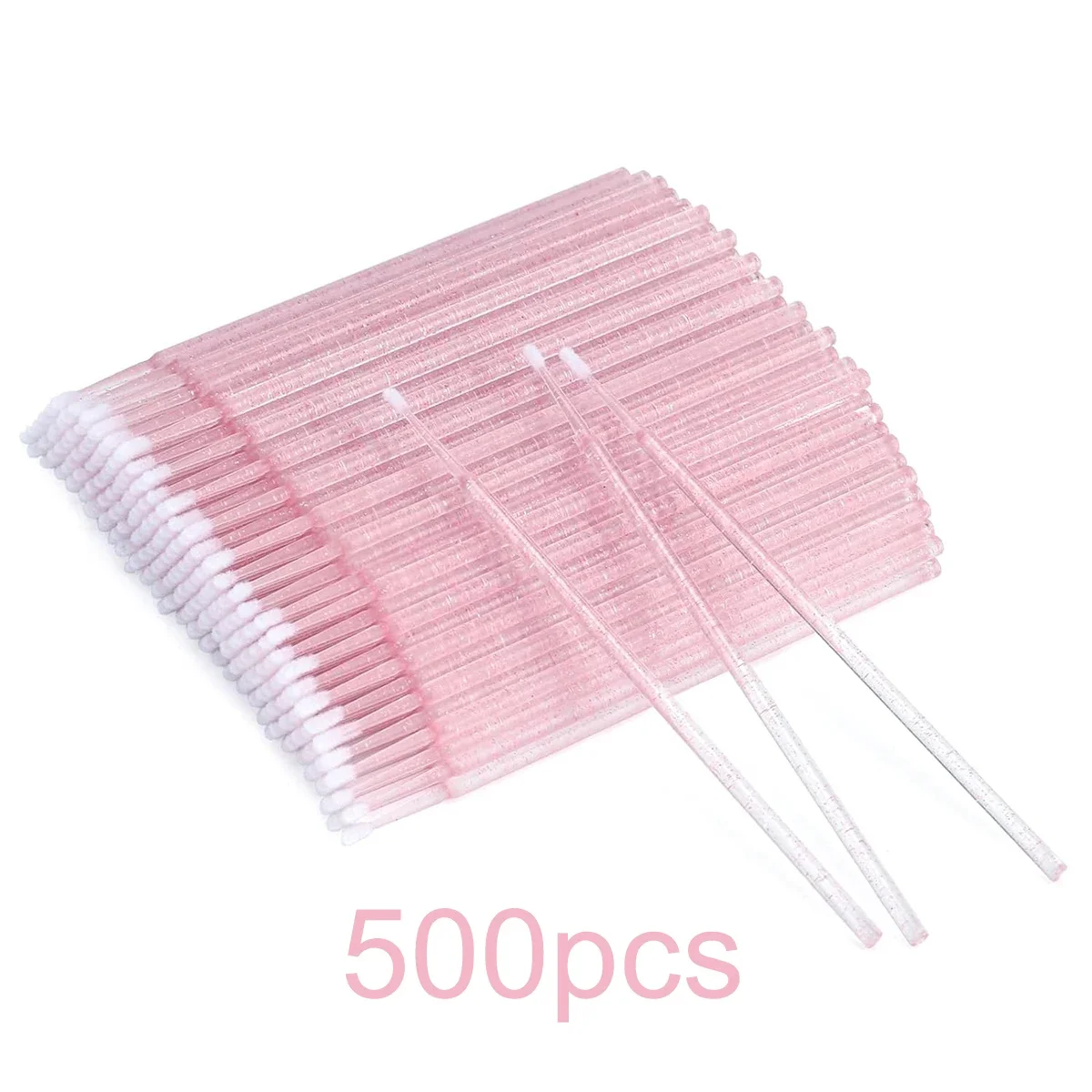 100/500 Stück, Mikro-Wattestäbchen, Lippen-Mascara-Bürsten Rosa Mikrobürste Kristall-Mikroapplikator für Wimpernverlängerung
