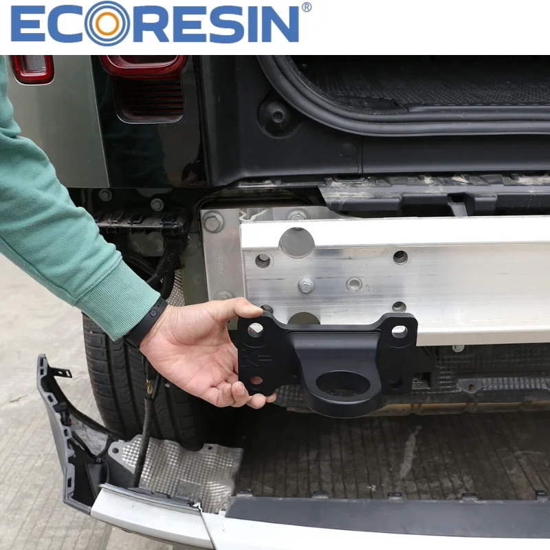 Hak holowniczy tylny do Land Rover Defender 2020-2025 90/110/130, wytrzymały hak ze stopu stali, czarny/czerwony, pierścień holowniczy