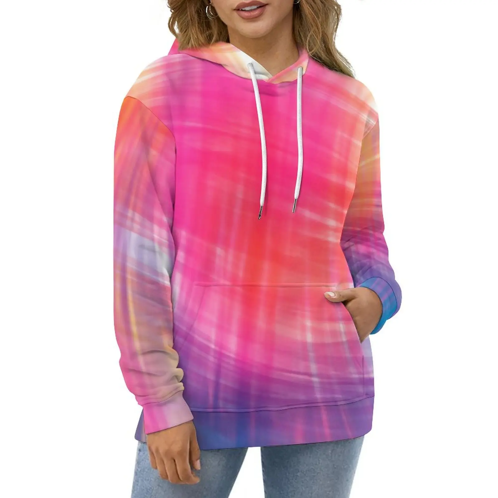 

Curving Tie Dye Hoodies Abstract Ombre Streetwear Oversize Hoodie Female Long Sleeve Kawaii Design Casual Sweatshirts