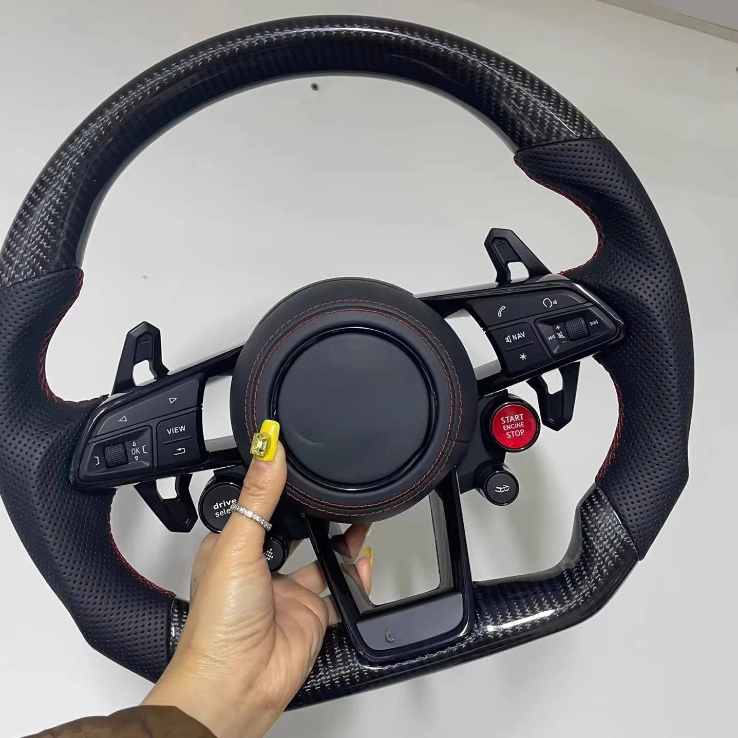 Full Carbon Fiber Car Steering Wheel for  Type 4S Black Samurai Edition with Custom Stitching Steering Wheel