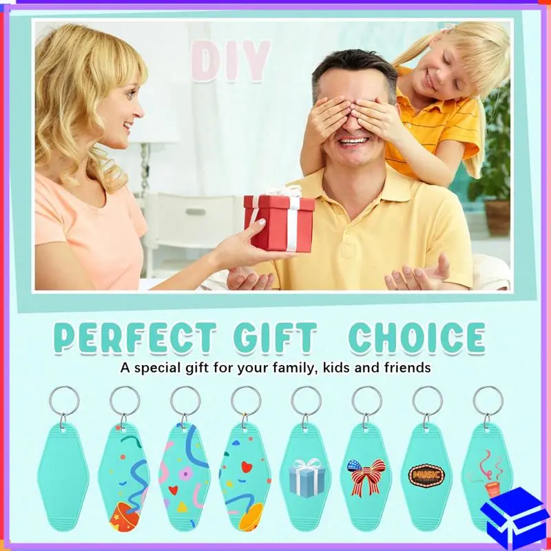 

Reliable 100Pcs Blue Hotel Motel Keychain Bulk Plastic Sublimation Blank Keychains Vintage Rhombus Motel Key Tags Double Sided D