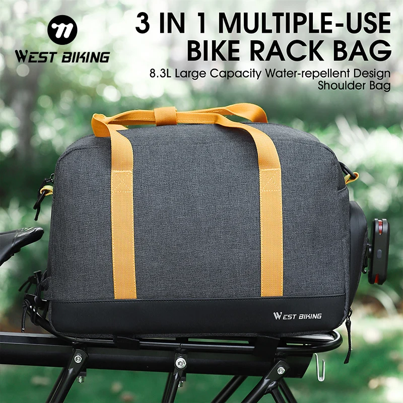 WEST BIKING Bicycle Rear Seat Bag MTB Bike Rack Bag Trunk Pannier Cycling Large Capacity Waterproof Travel Bag With Rain Cover