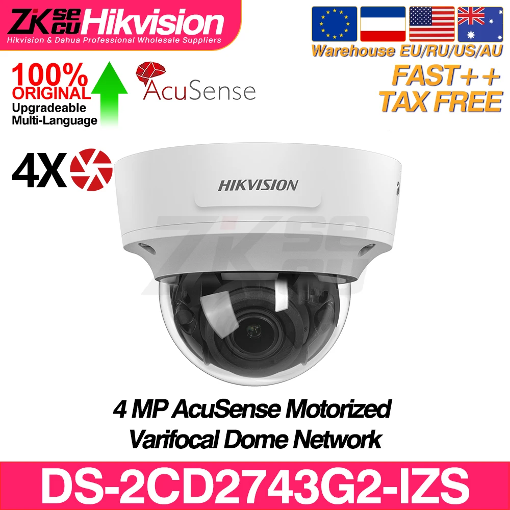 

Hikvision Original DS-2CD2743G2-IZS DS-2CD2746G2-IZS 4MP AcuSense 4X ZOOM Motorized Varifocal IP Camera SD Slot POE Alarm I/O