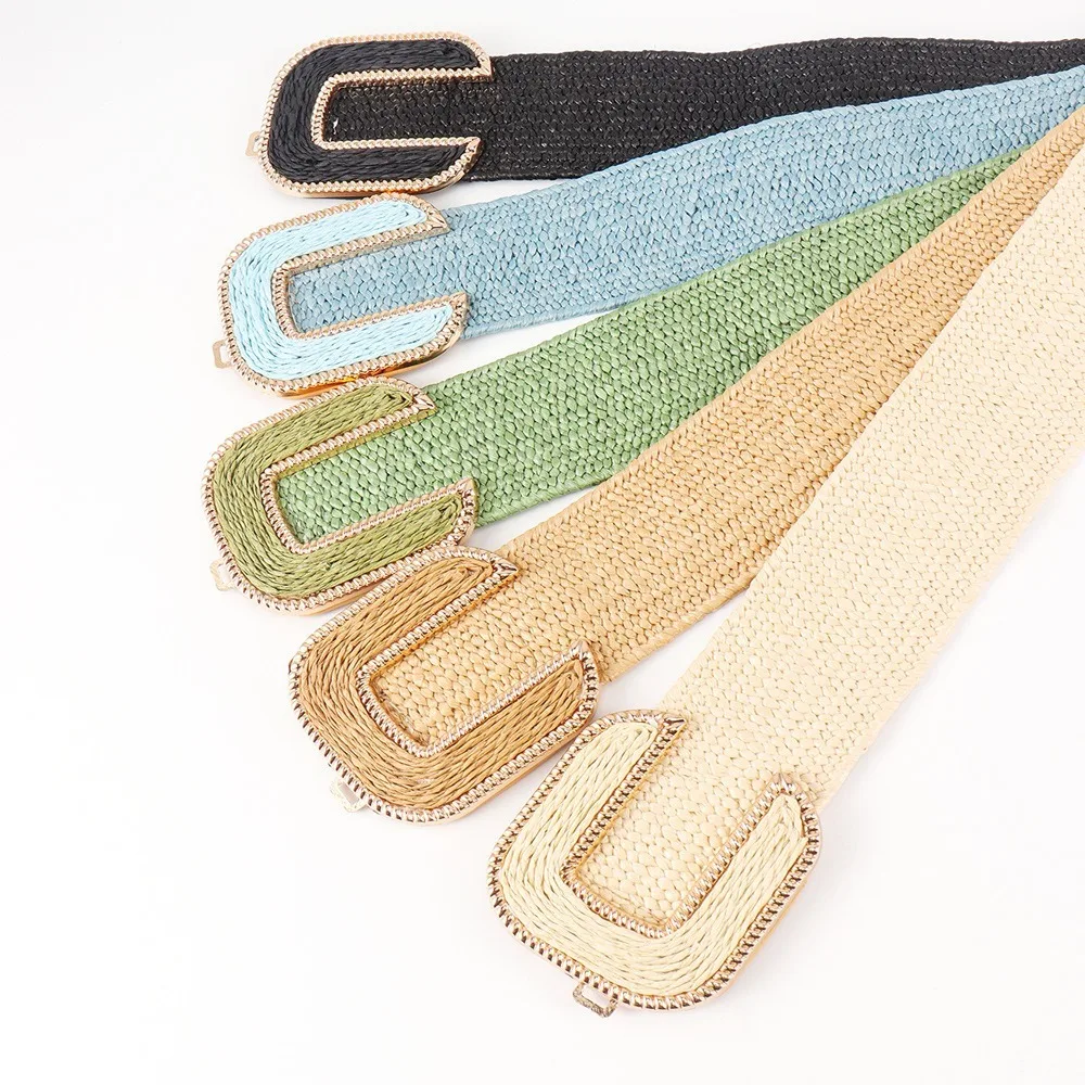 Cintura elasticizzata retrò retrò Cintura elastica ampia e traspirante Cintura con fibbia a forma di U