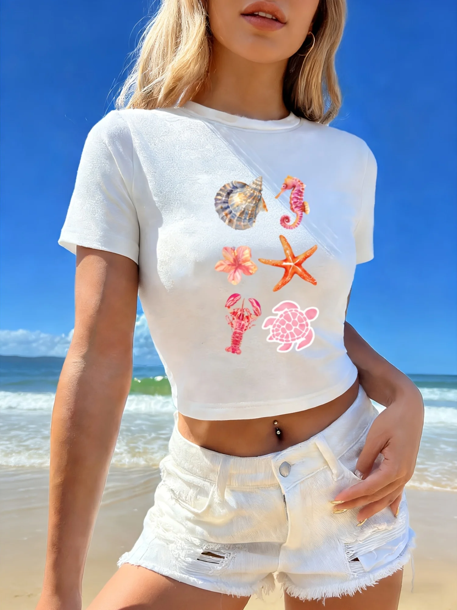 This Short Features Marine Life Designs Such As Conchs Turtles Starfish Seahorses and Lobsters Perfect for A Fresh and Youthful