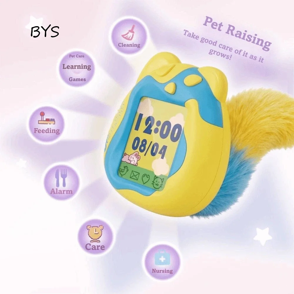 Color Screen Virtual Pet Keychain Mini Portable Pet Game Console LCD Screen Educational Handheld Game Console Birthday Gift