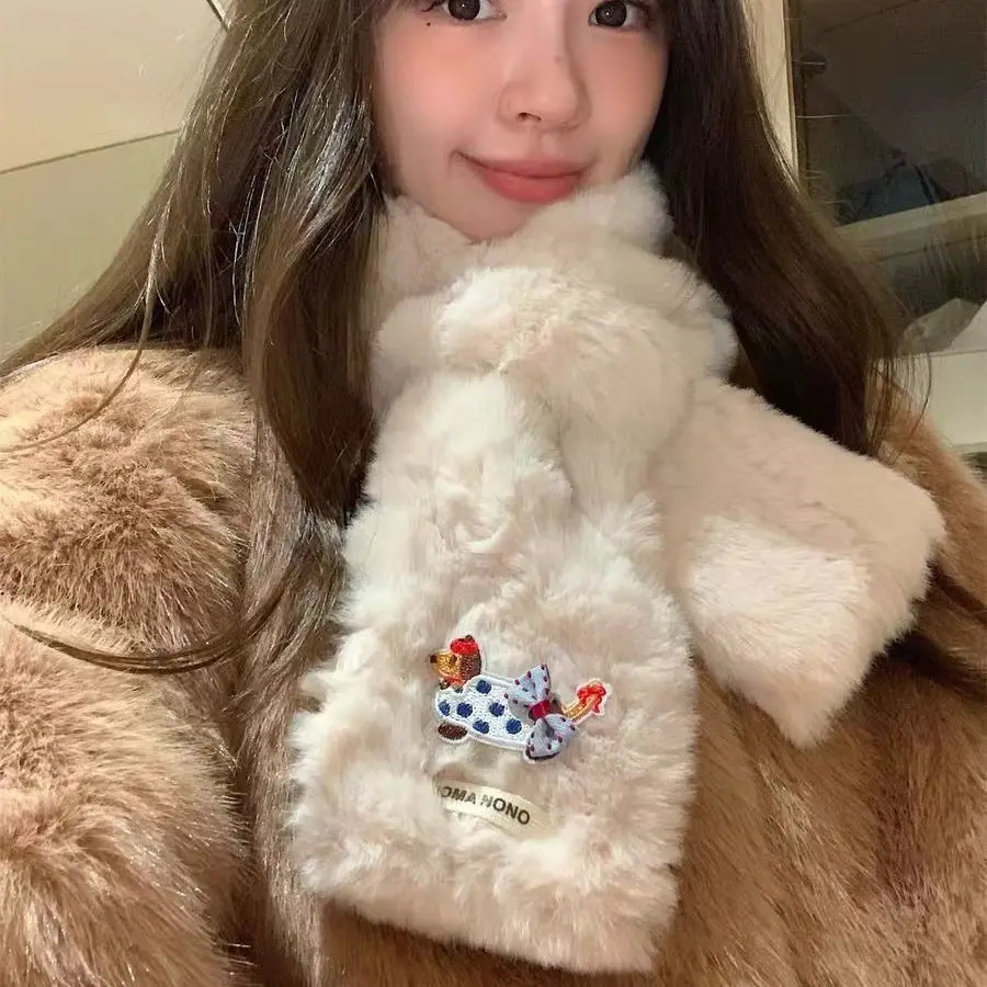 ใหม่ผ้าพันคอการ์ตูนเด็กน่ารักดัชชุนด์ปักลายผ้าคลุมไหล่ฤดูหนาวผ้าพันคอที่อบอุ่นและกันลมของขวัญสำหรับเด็ก