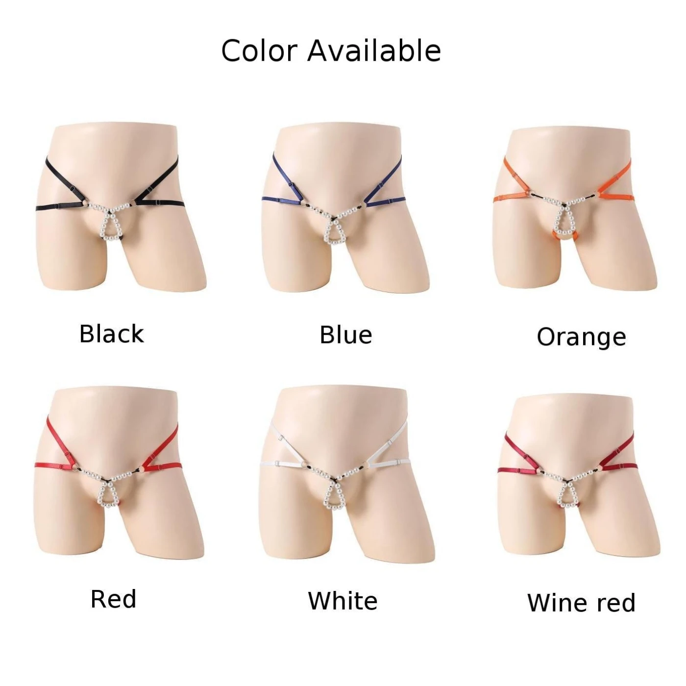 Underwear Captivating Men\\\'s Bead Lingerie Low Waist G String JockStraps Underwear Panties White/Orange/Wine red