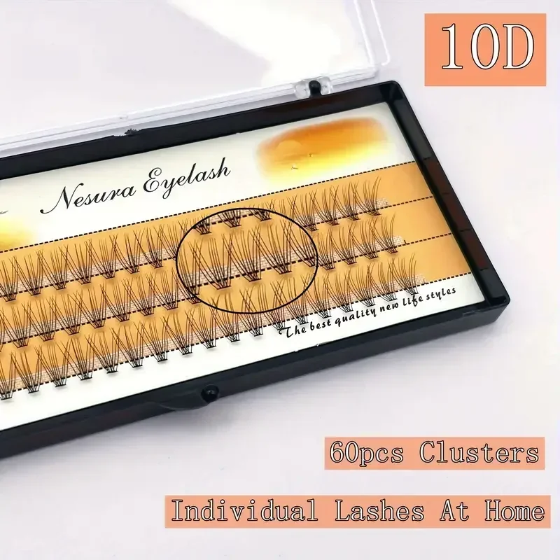 1 BOX (60 Clusters), 10D 0.07C 8/9/10/11/12/13/14MM, Eyelash Extension Clusters, Single Cluster False Eyelashes Makeup Products