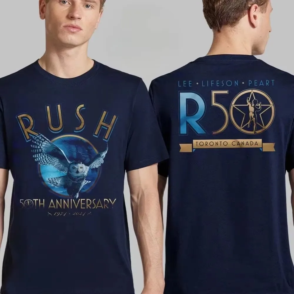 Rush R50 Peace Tour Band Graphic T-Shirt Cotton Men Women Streetwear Tee