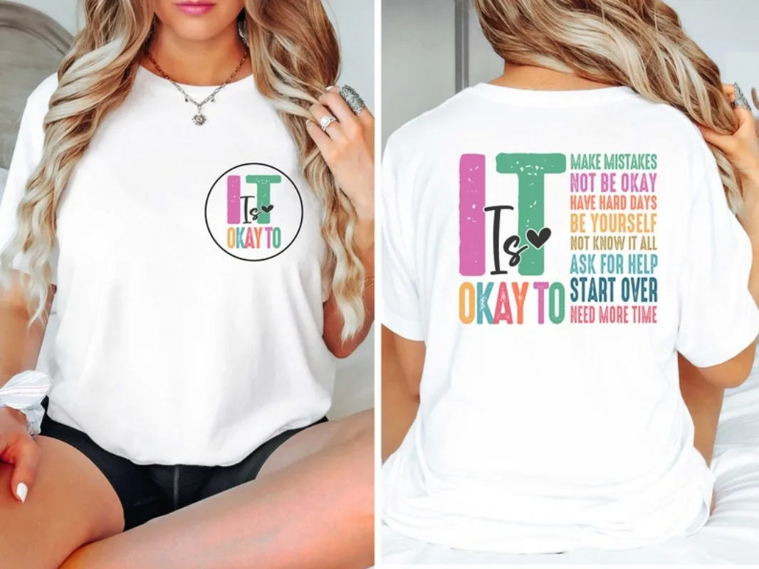 Mental Health  T Shirts Mental Health Awareness Shirt Positive Energy TShirt Inspirational Shirts Women Casual Wear Funny Shirts