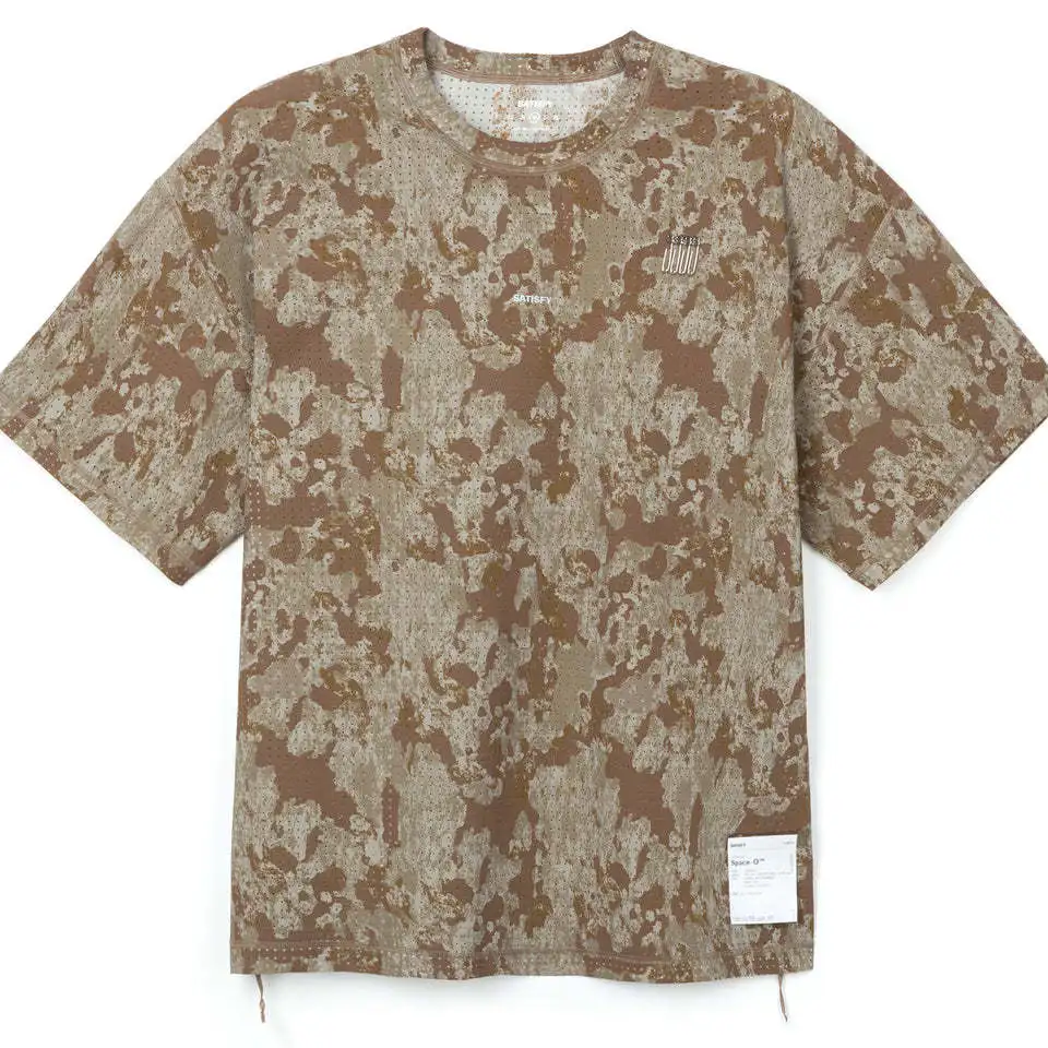 

New 26ss Satisfy Pin Mesh Short Sleeve Men's T-shirt Skin-friendly Breathable Standard Fit Outdoor Style round Neck Camouflage