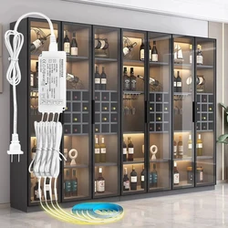Under Cabinet Led Strip Light Kit Kitchen Led Aluminum Channel Dimming Light Bar Shelf Layer Lamp Bookcase Wardrobe Lighting 12V